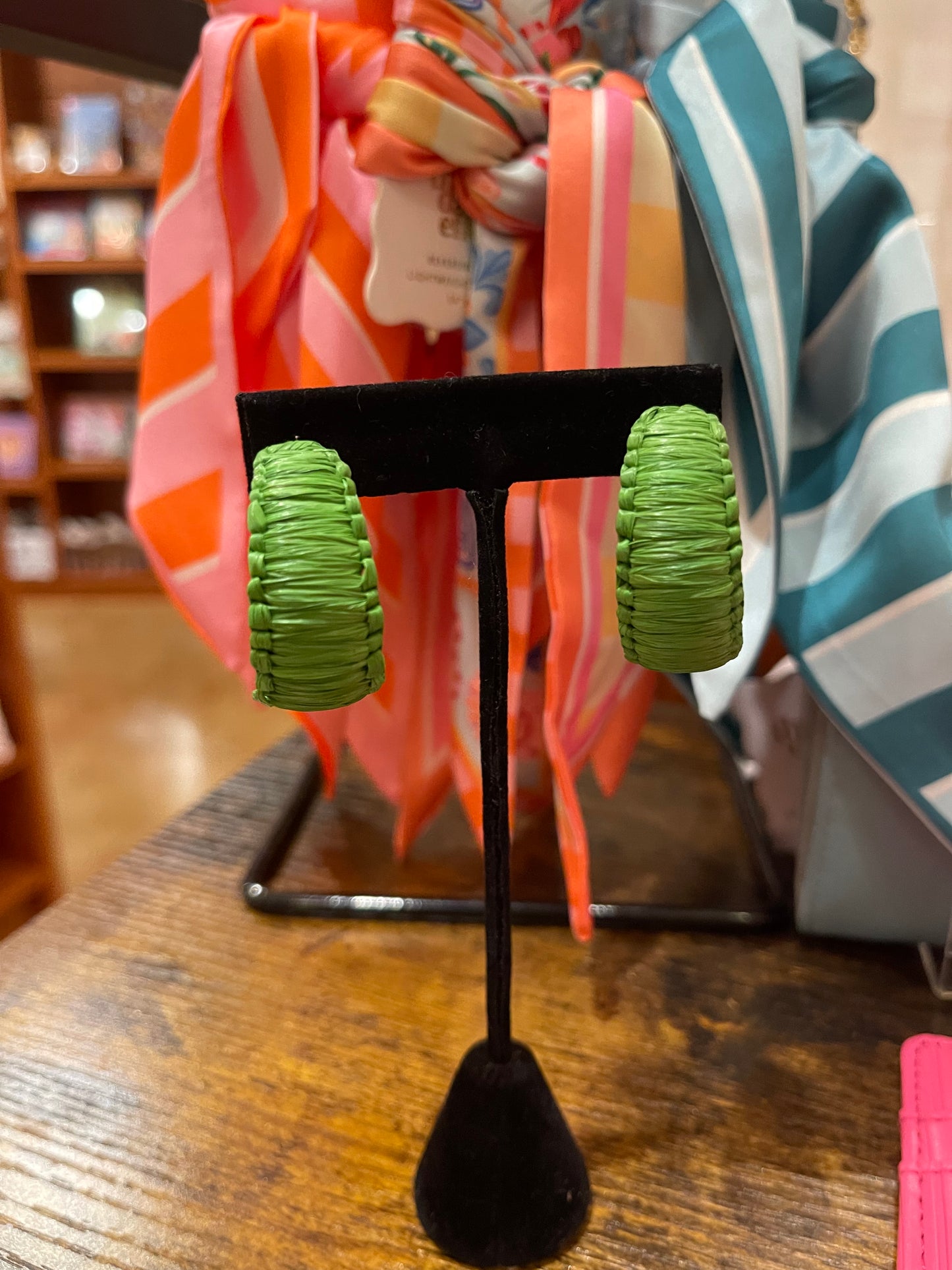 Raffia Hoop Earring Green