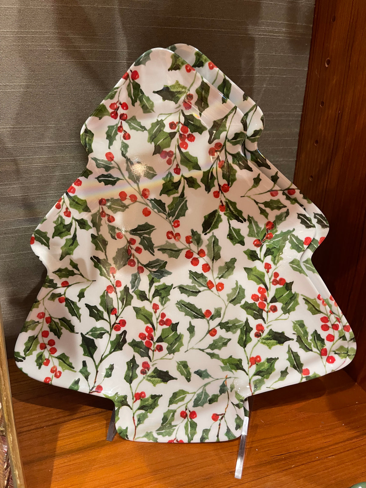 Cardinal/Holly Christmas Tree Plate