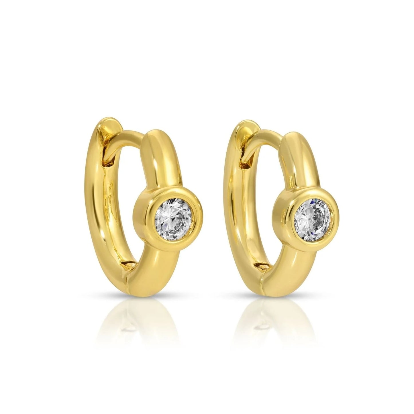 Small Huggies with Round CZ earring