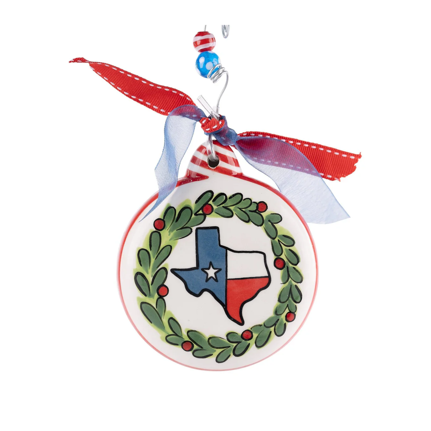 Texas Flag Wreath Puff Ornament