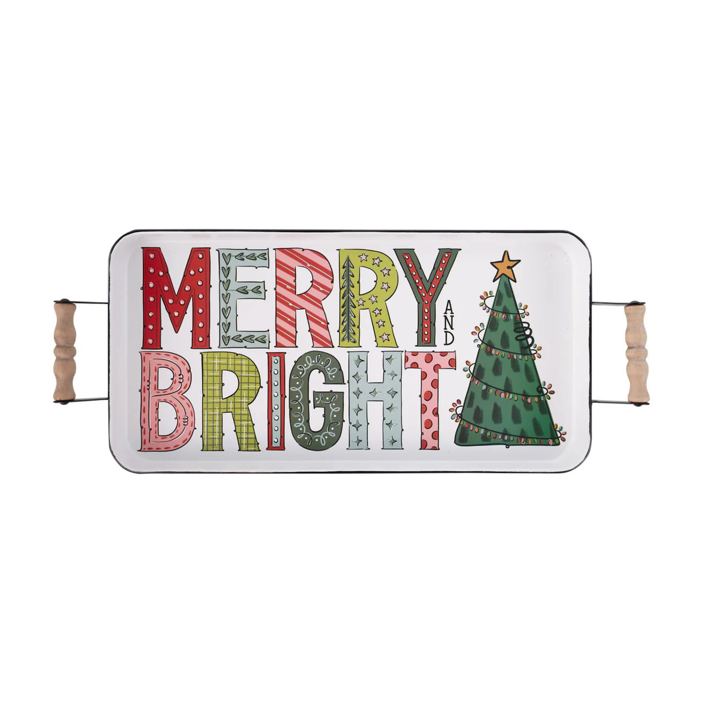 Merry and Bright Enamel Tray