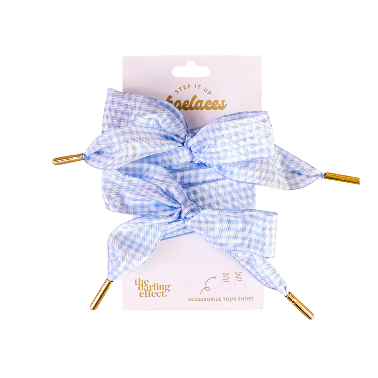 Step It Up Shoelaces Blue Gingham