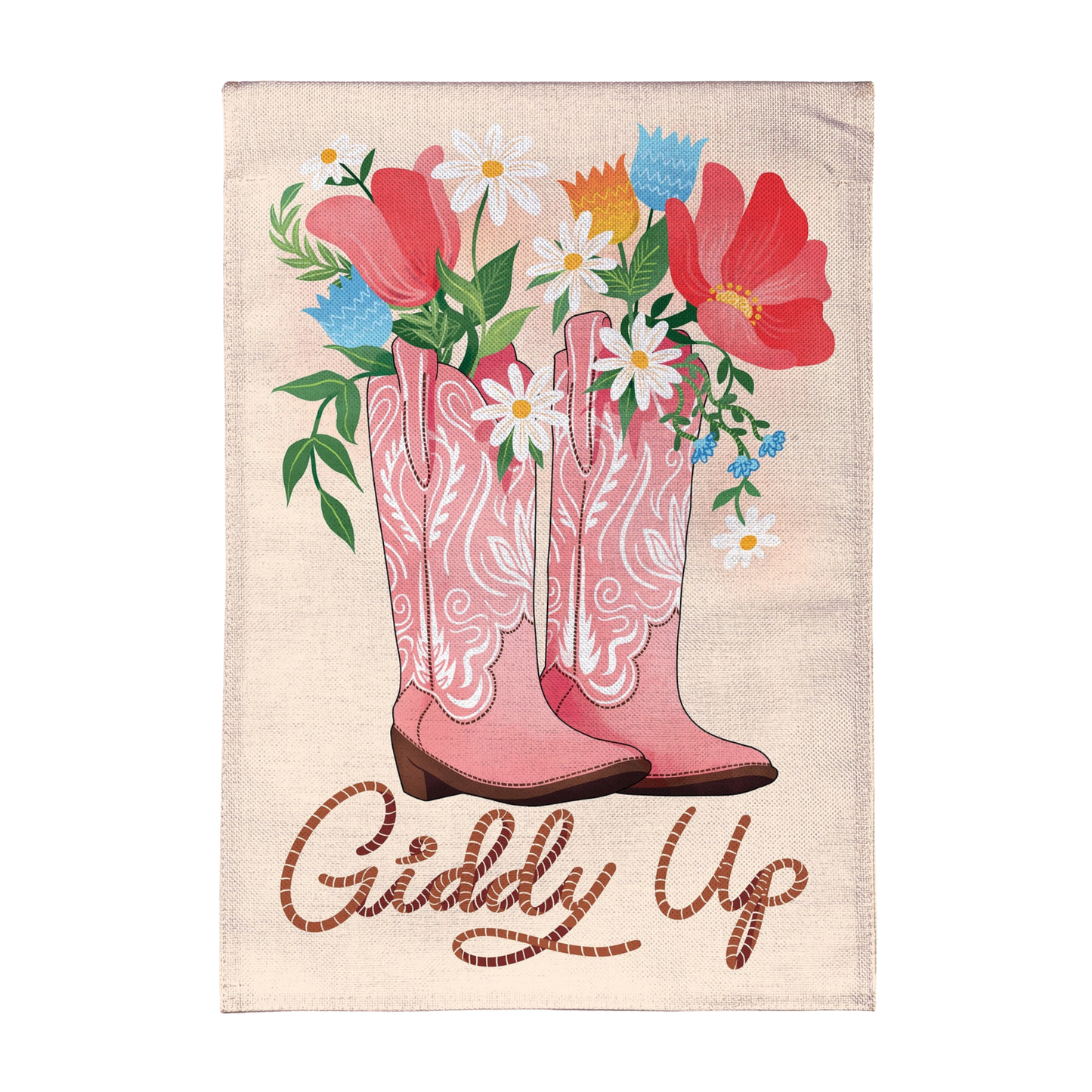 Giddy Up Burlap Garden Flag