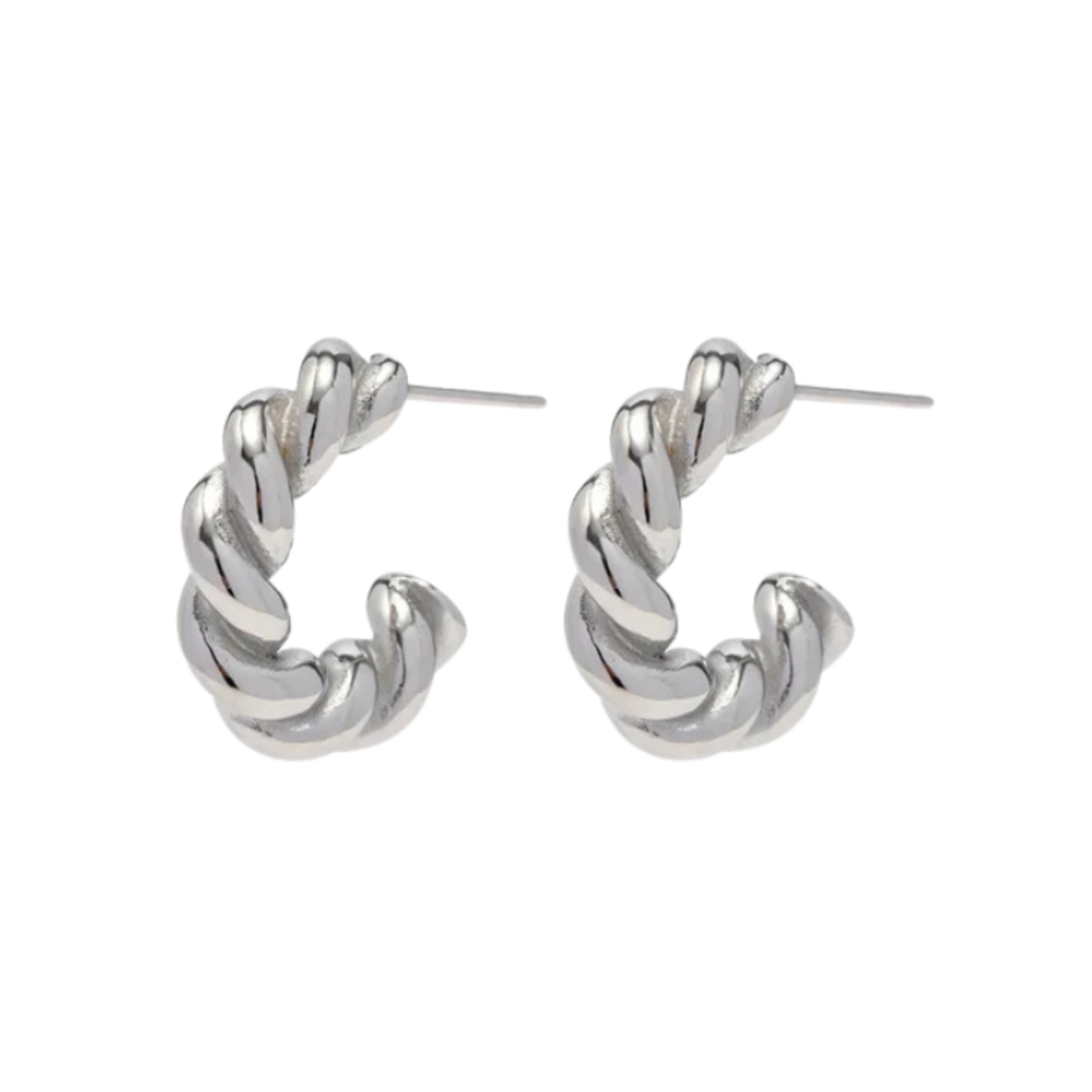Silver Twist Hoops