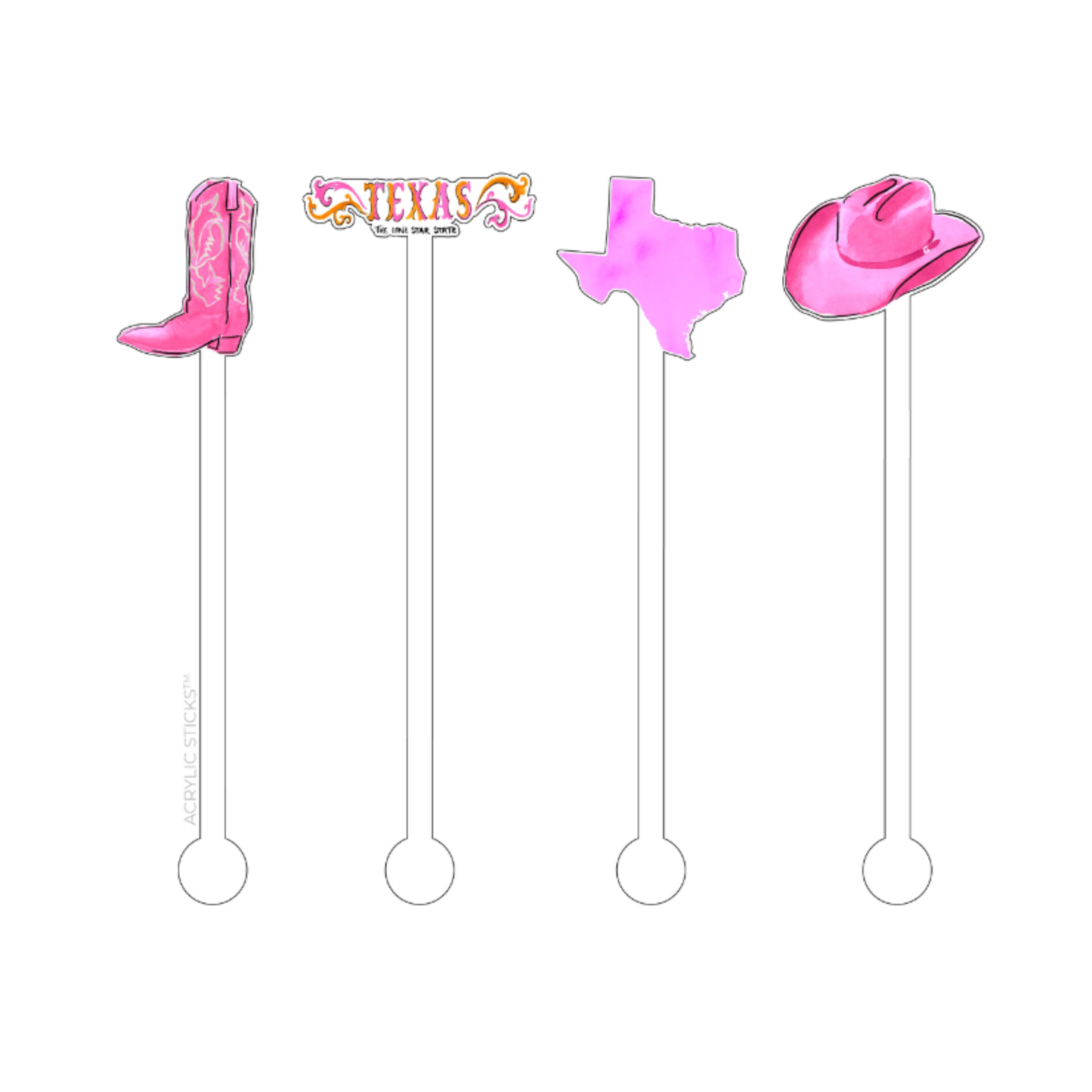 Texas Cowgirling Acrylic Stir Sticks