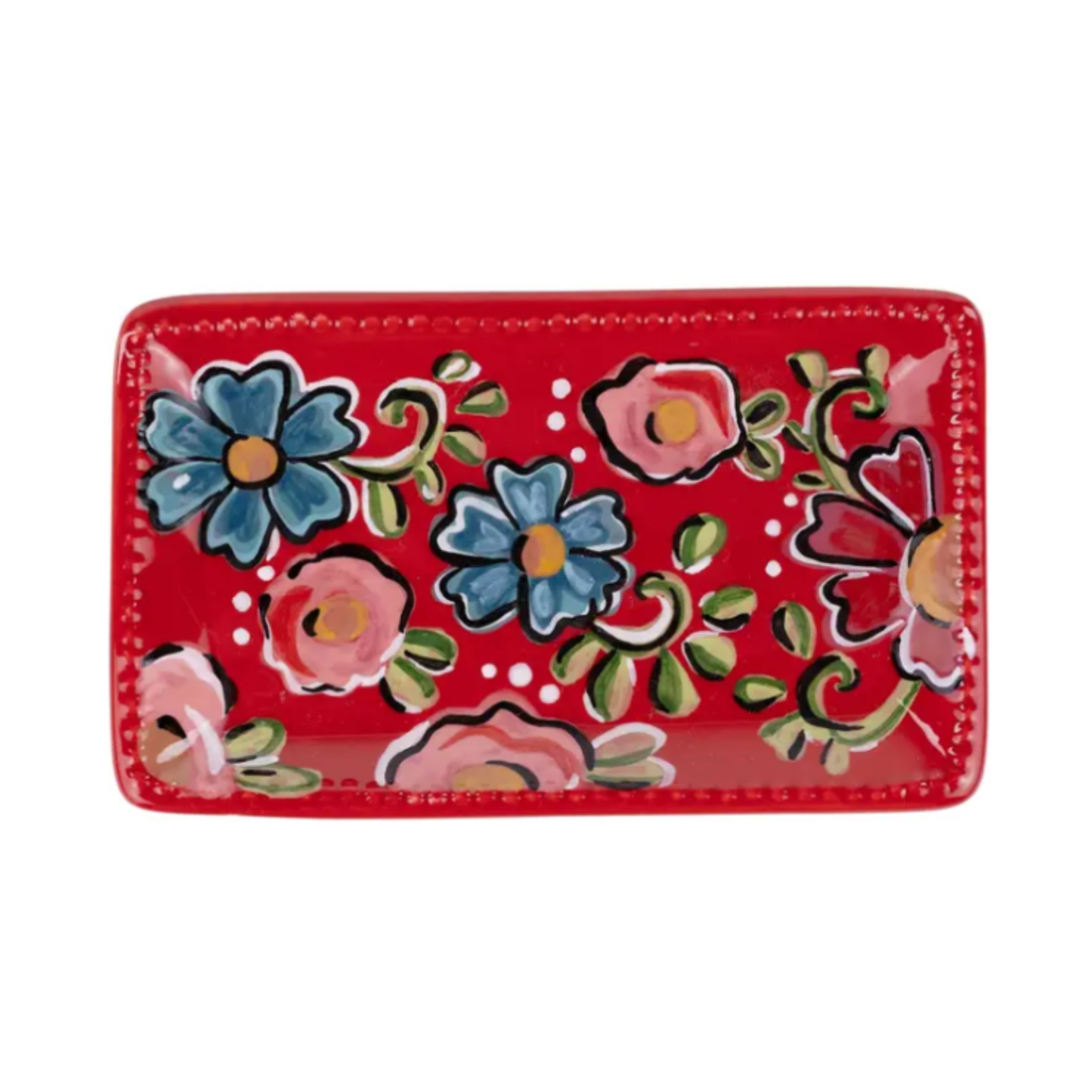 Red Floral Trinket Tray
