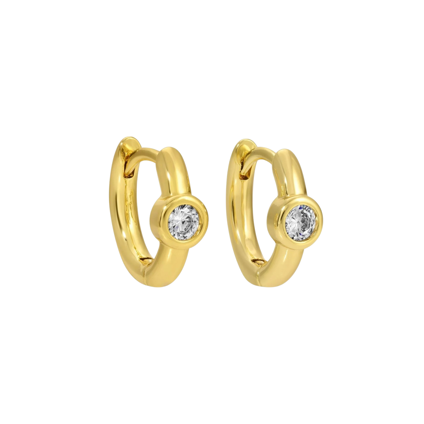 Small Huggies with Round CZ earring