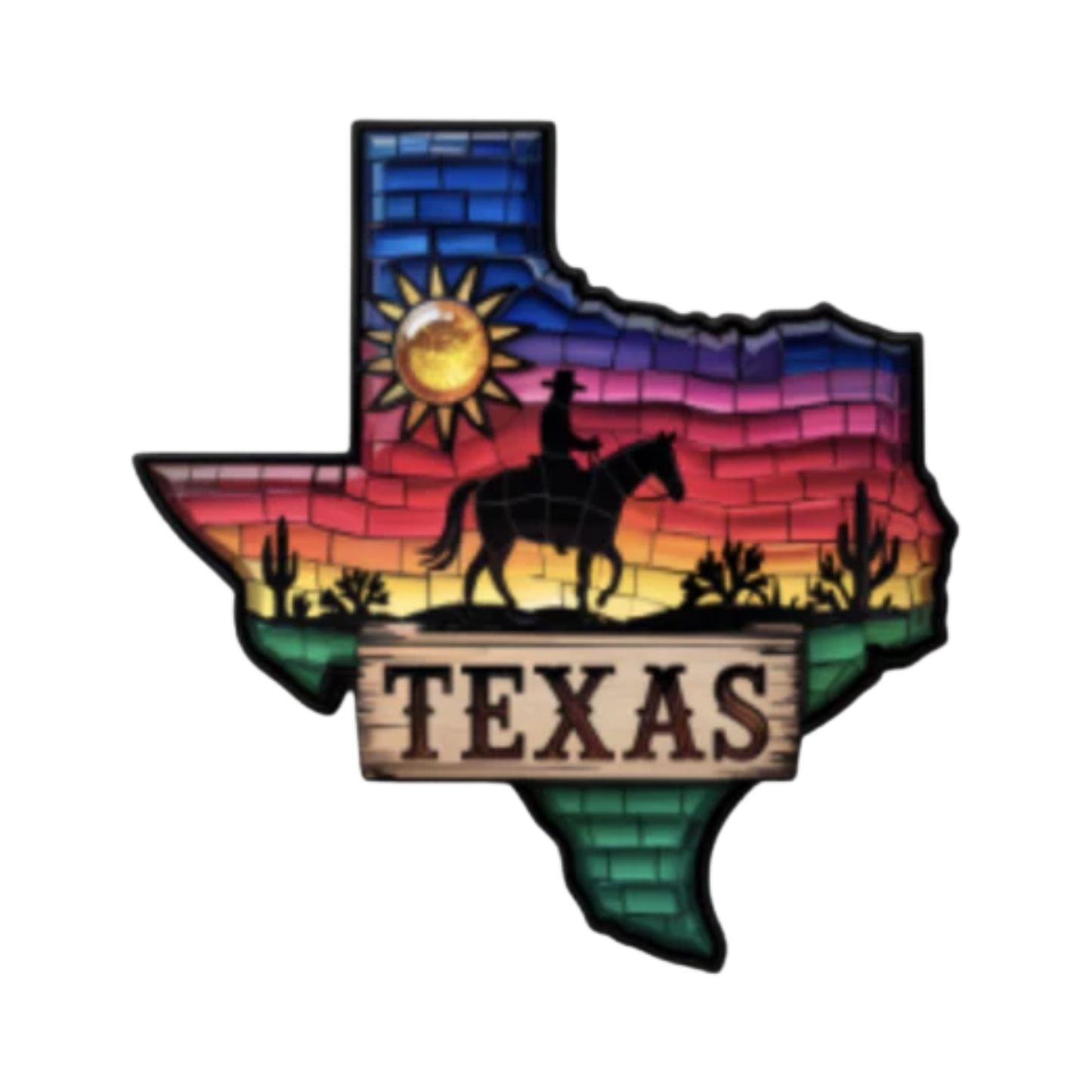 Texas Cowboy Sunset Magnet