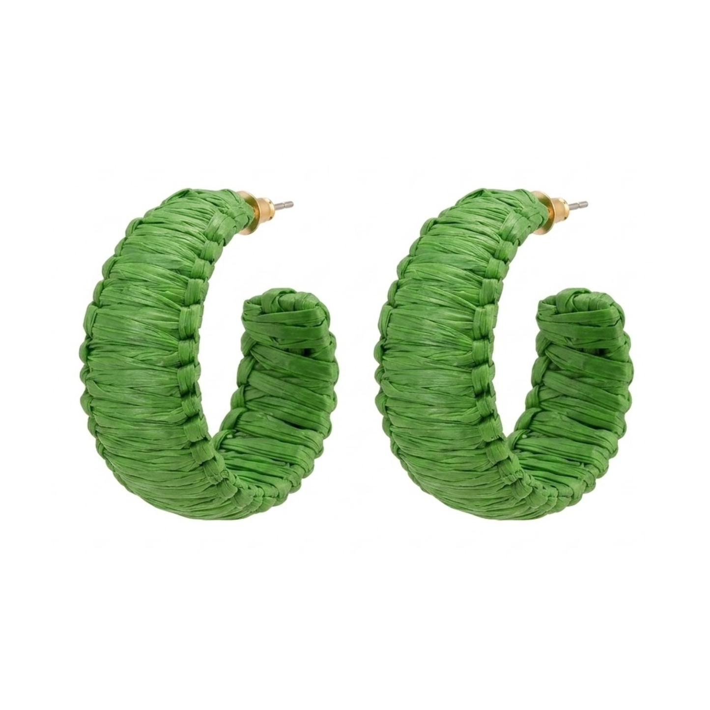Raffia Hoop Earring Green