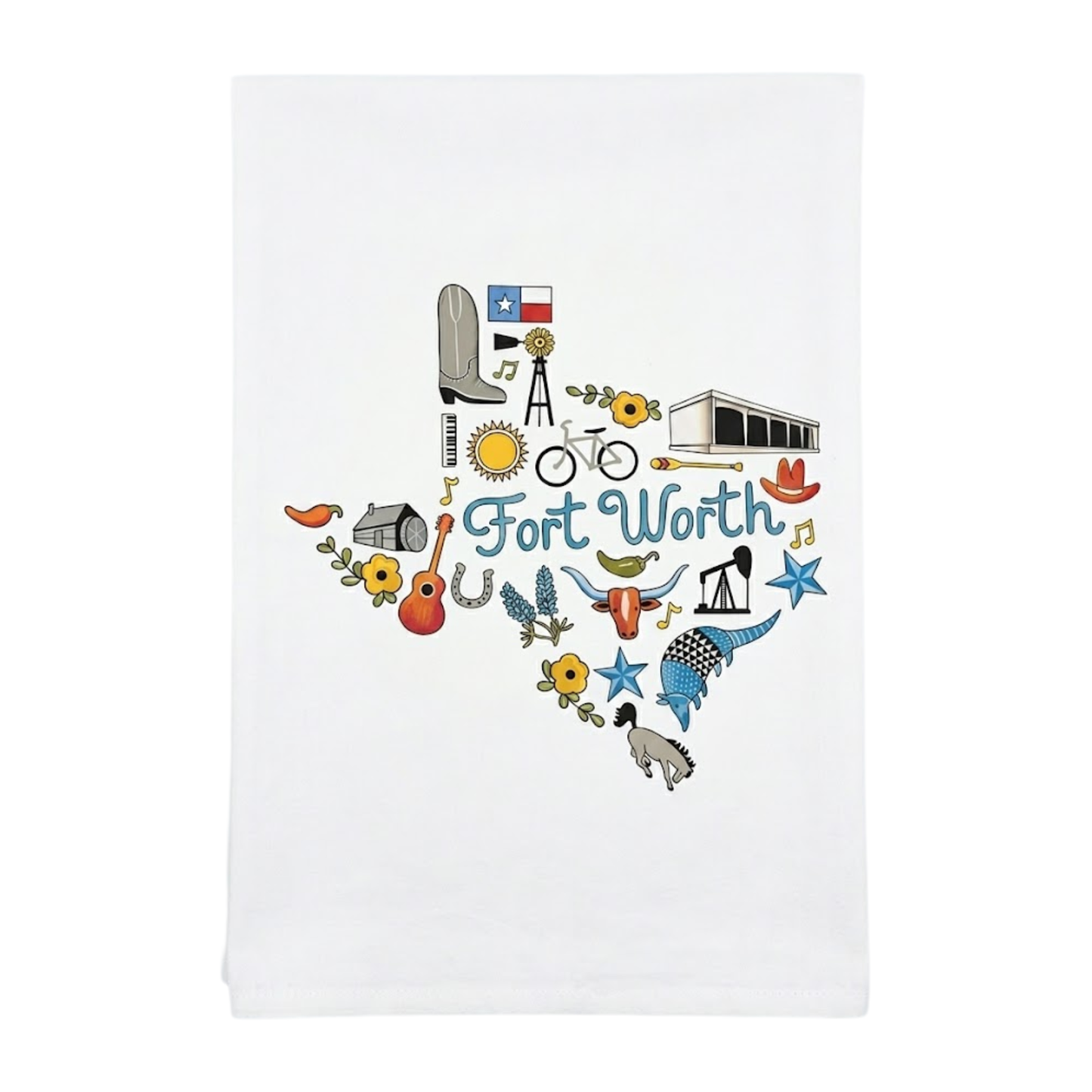 Fort Worth Icons Tea Towel