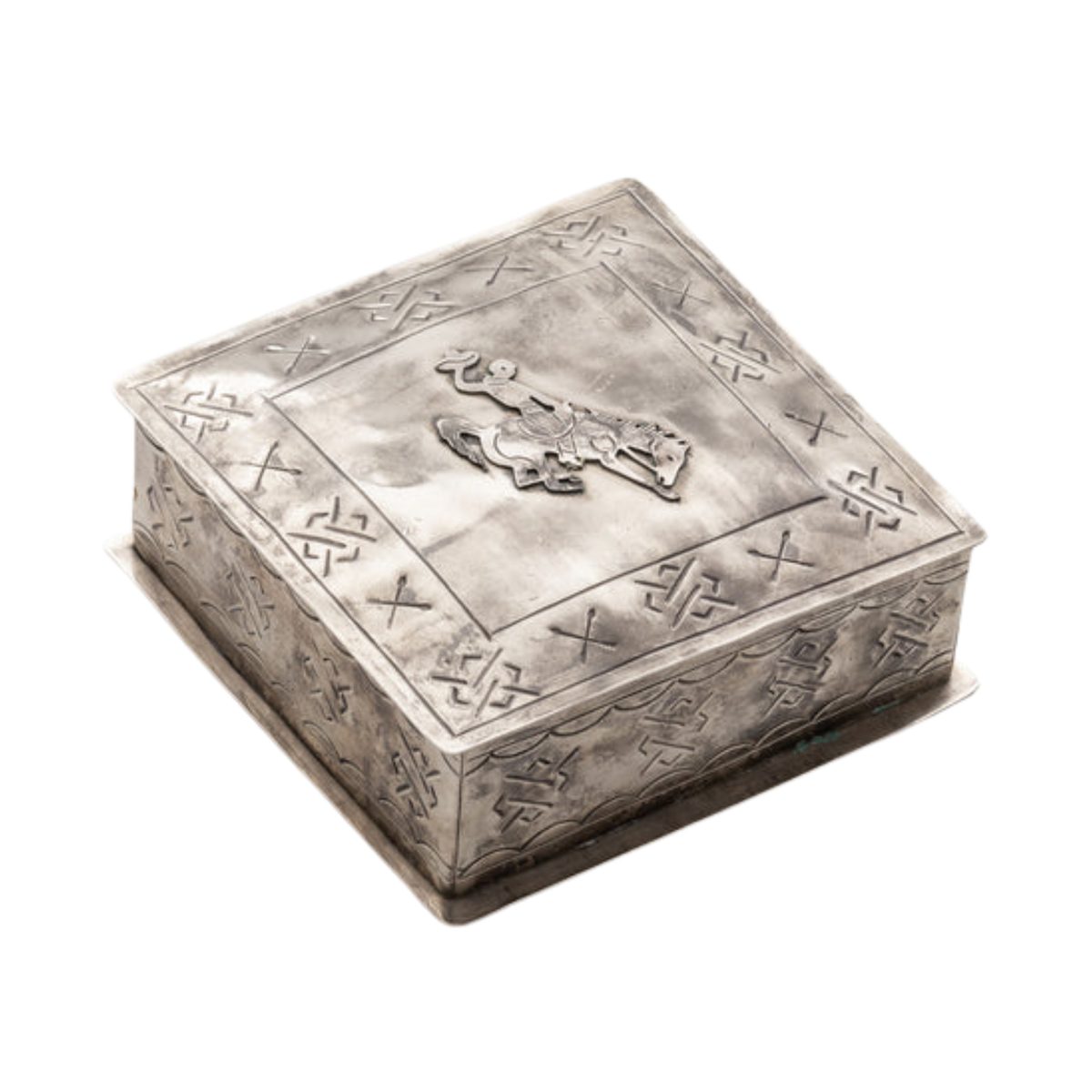 Stamped Silver Box with Bronco