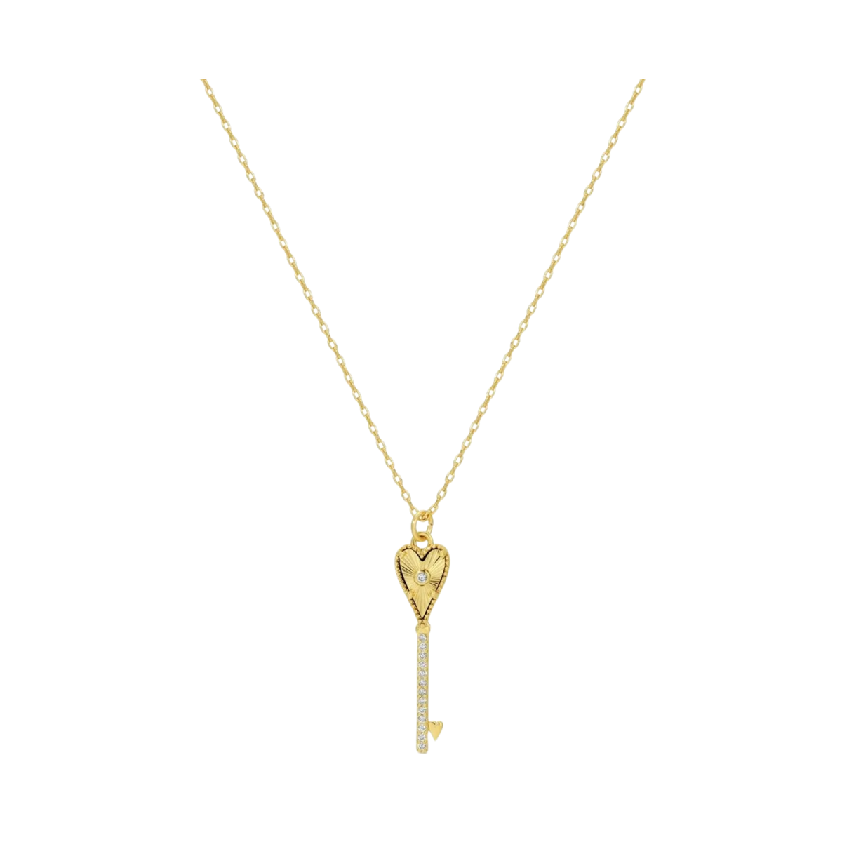 Petite Heart Burst Key Necklace