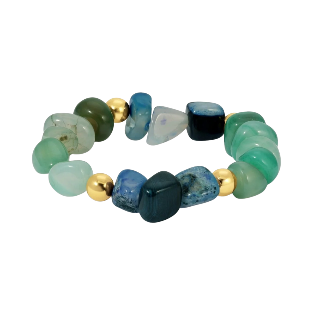 Navy and Gold Stone Bracelet