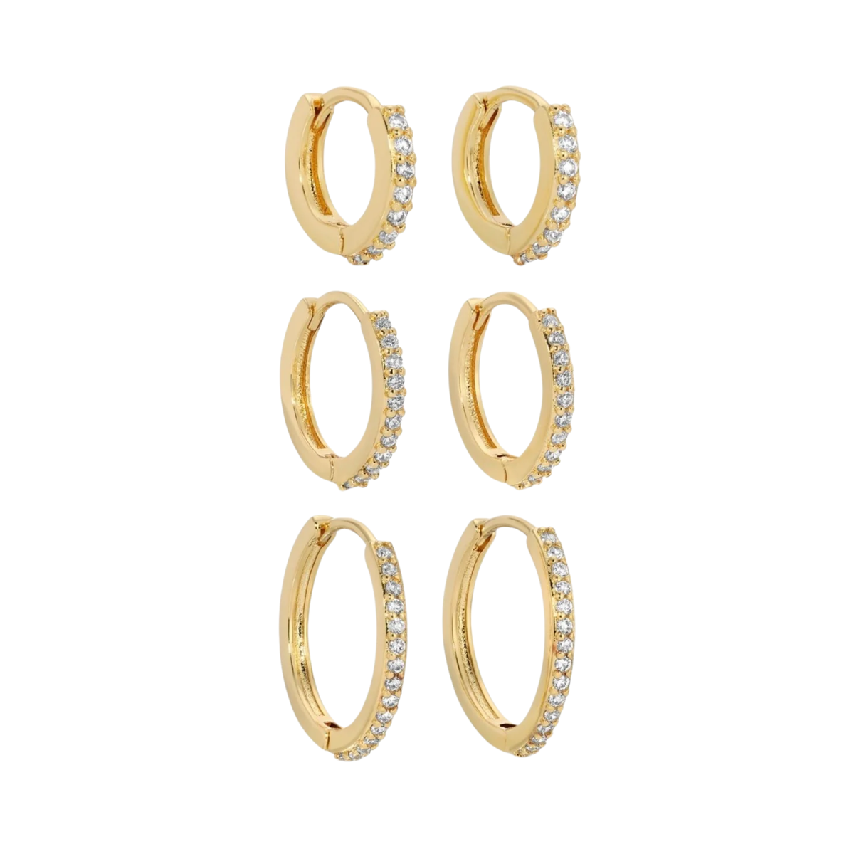 Earrings S/3 Huggies with Pave