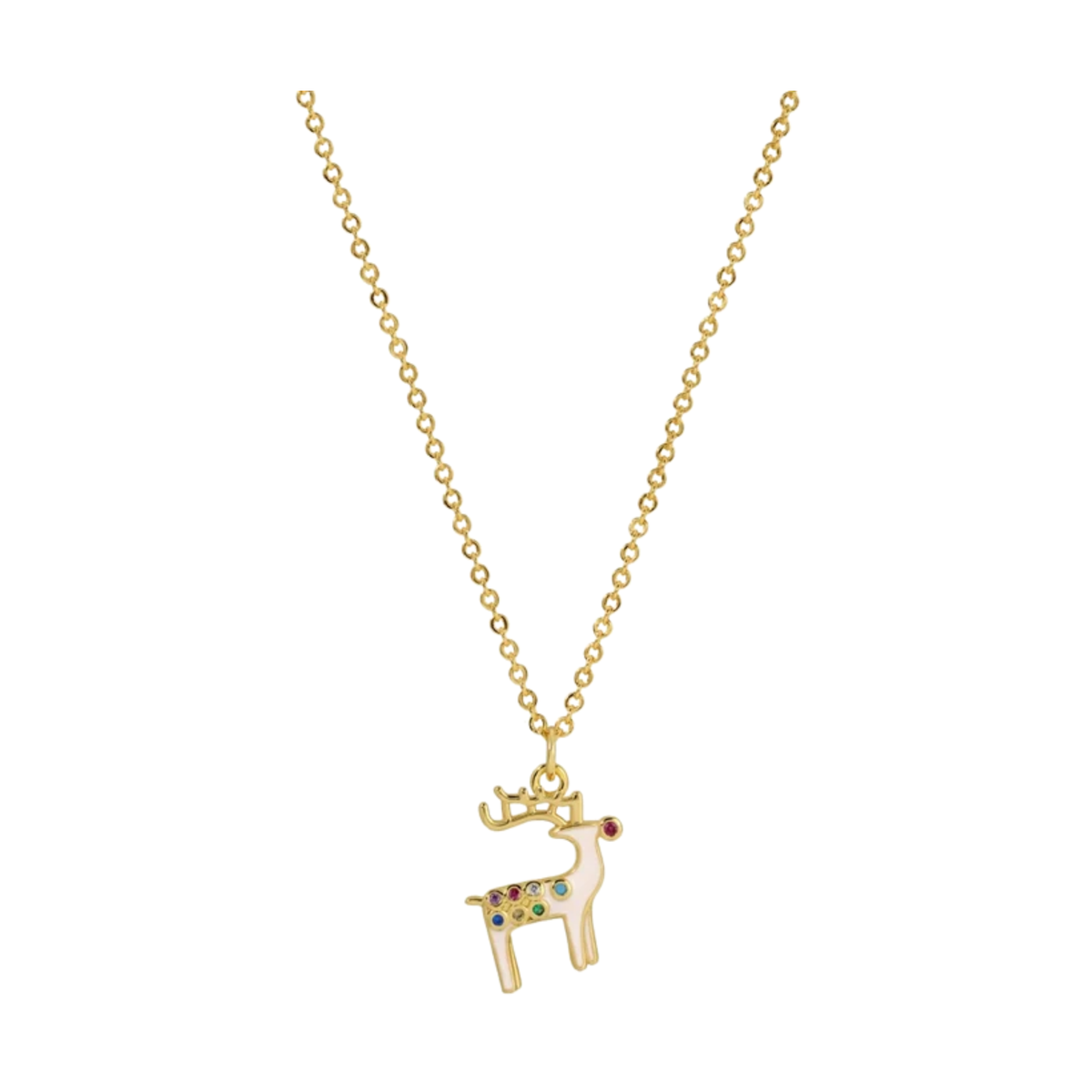 Necklace Reindeer White and Multi