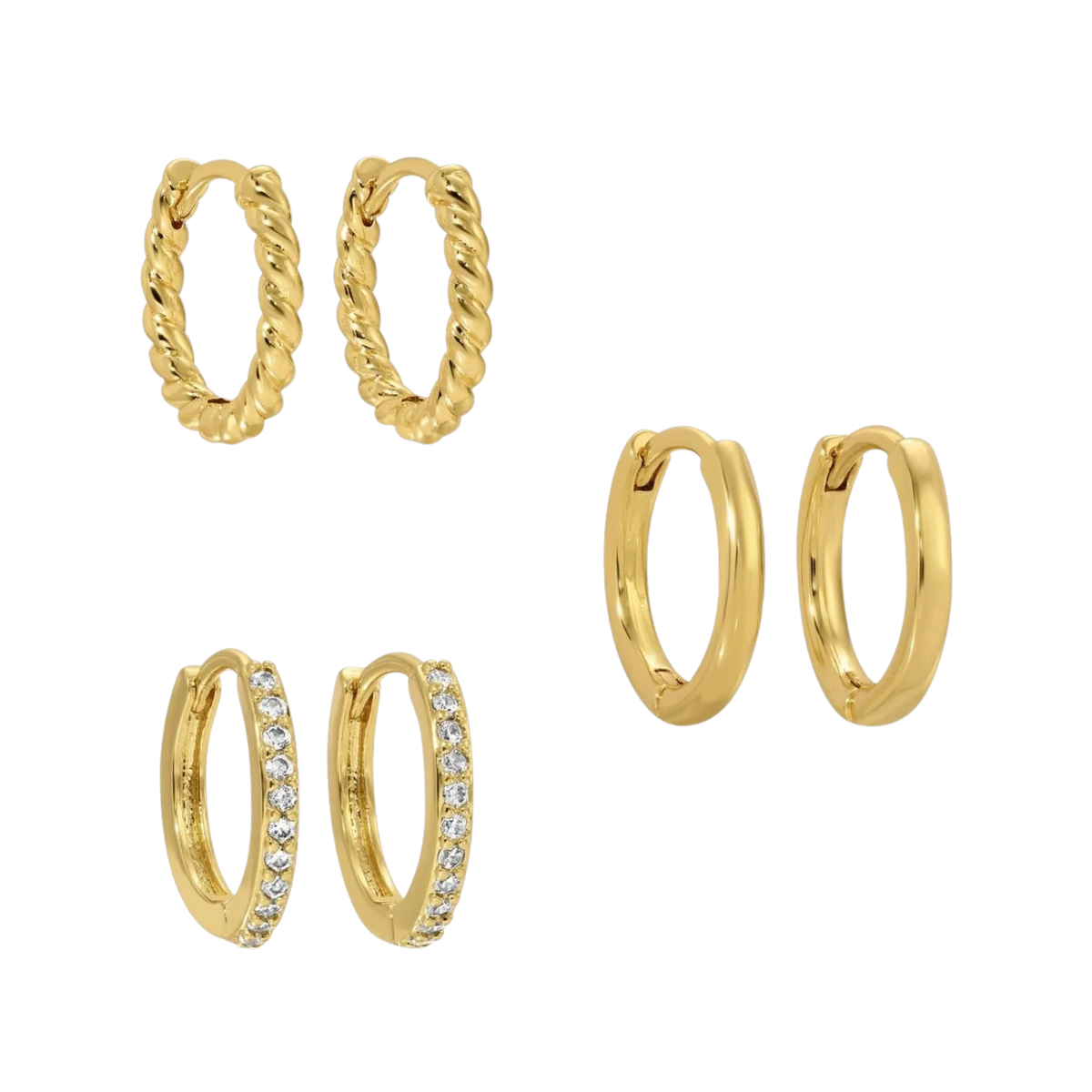 S/3 Plain Gold Earrings