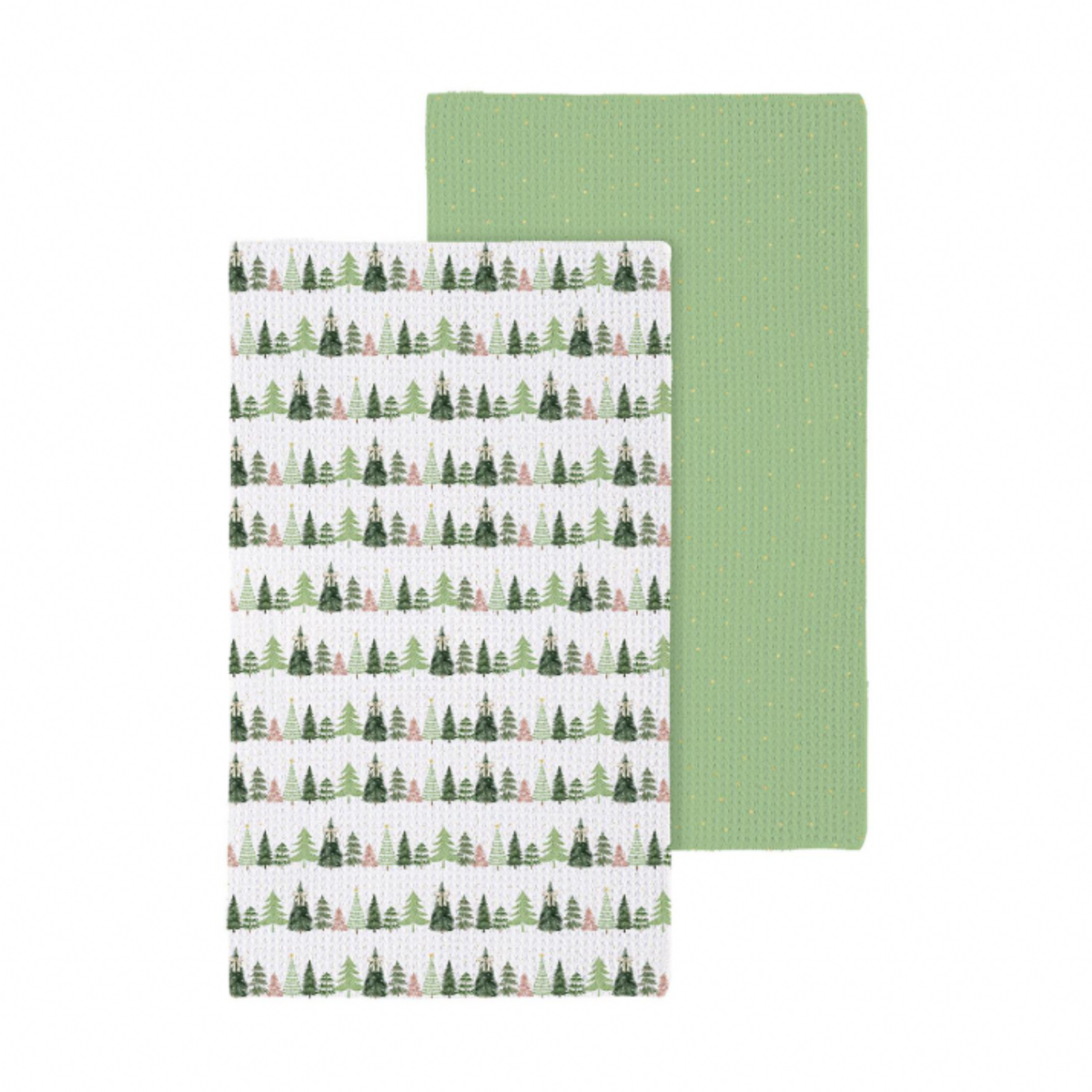 Shades of Emerald Trees and Polka Dots Microfiber Towel