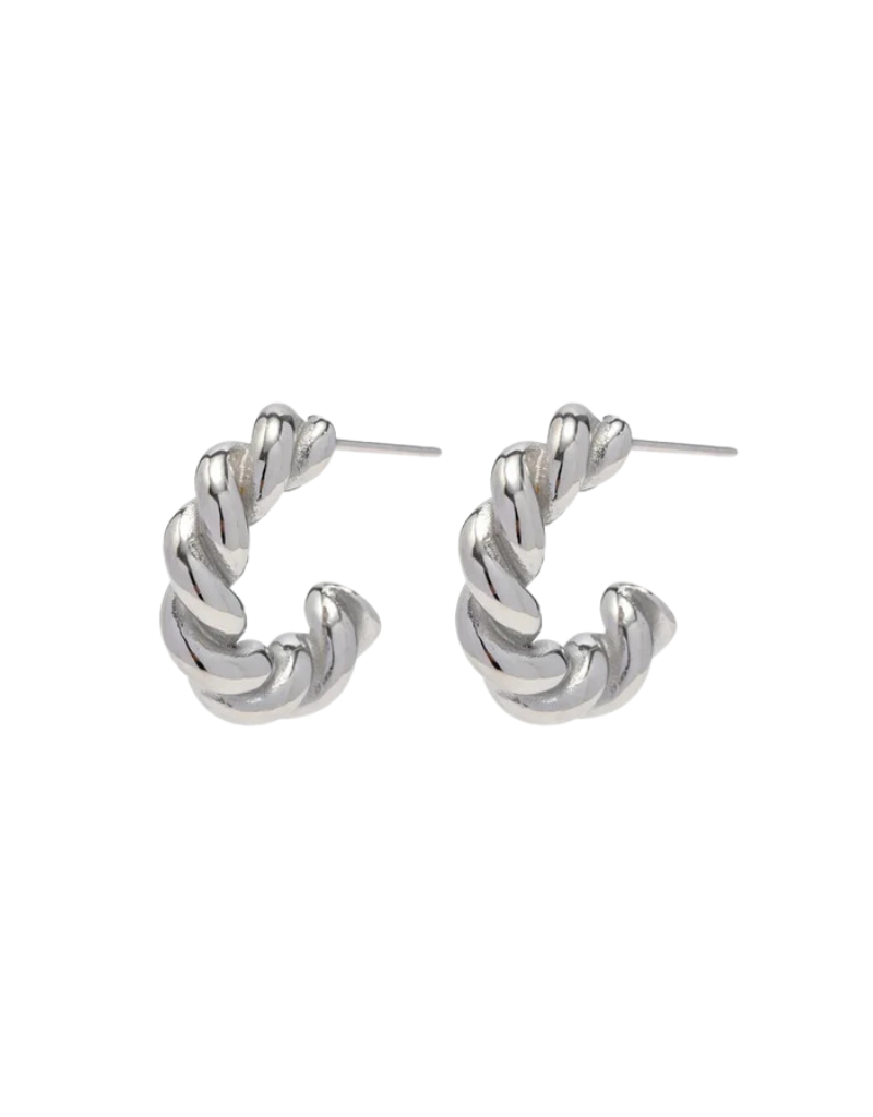 Silver Twist Hoops
