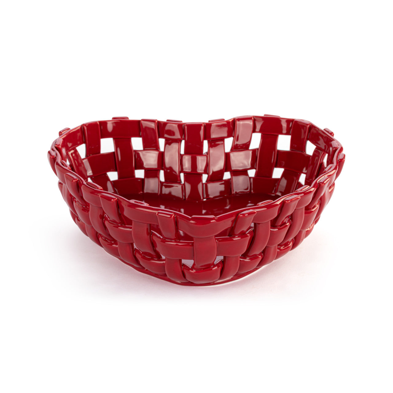 Heart Red Ceramic Bread Basket