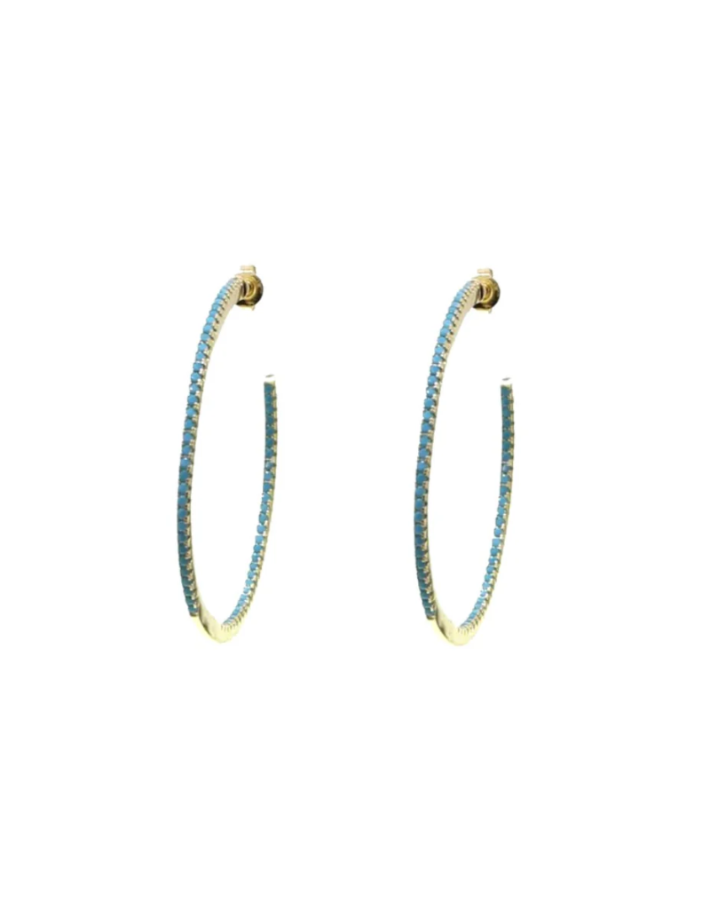 Pave Turquoise Hoops