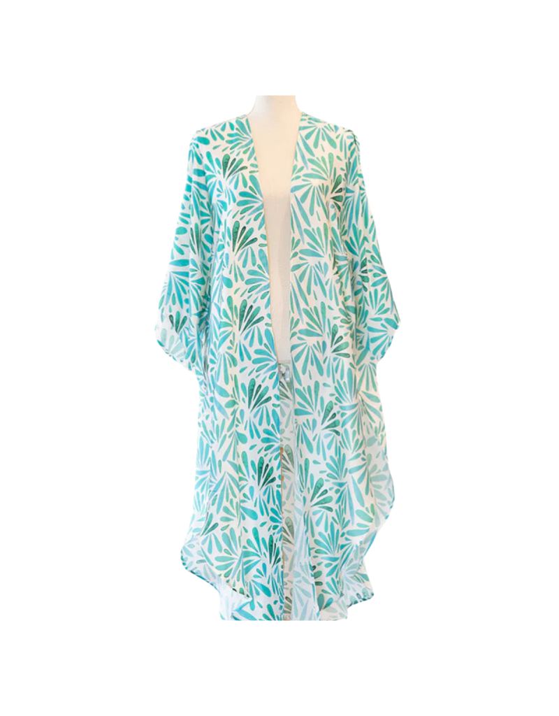 Petals Long Kimono Turquoise