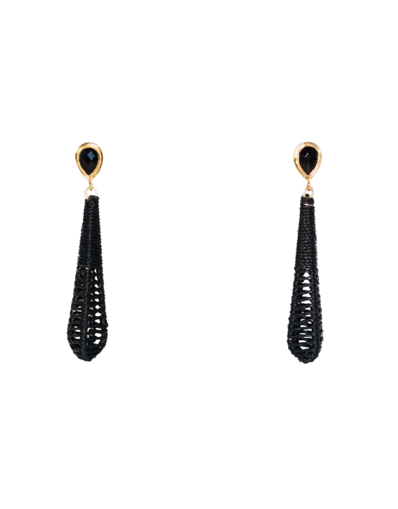 Dewdrop Raffia Earring - Black