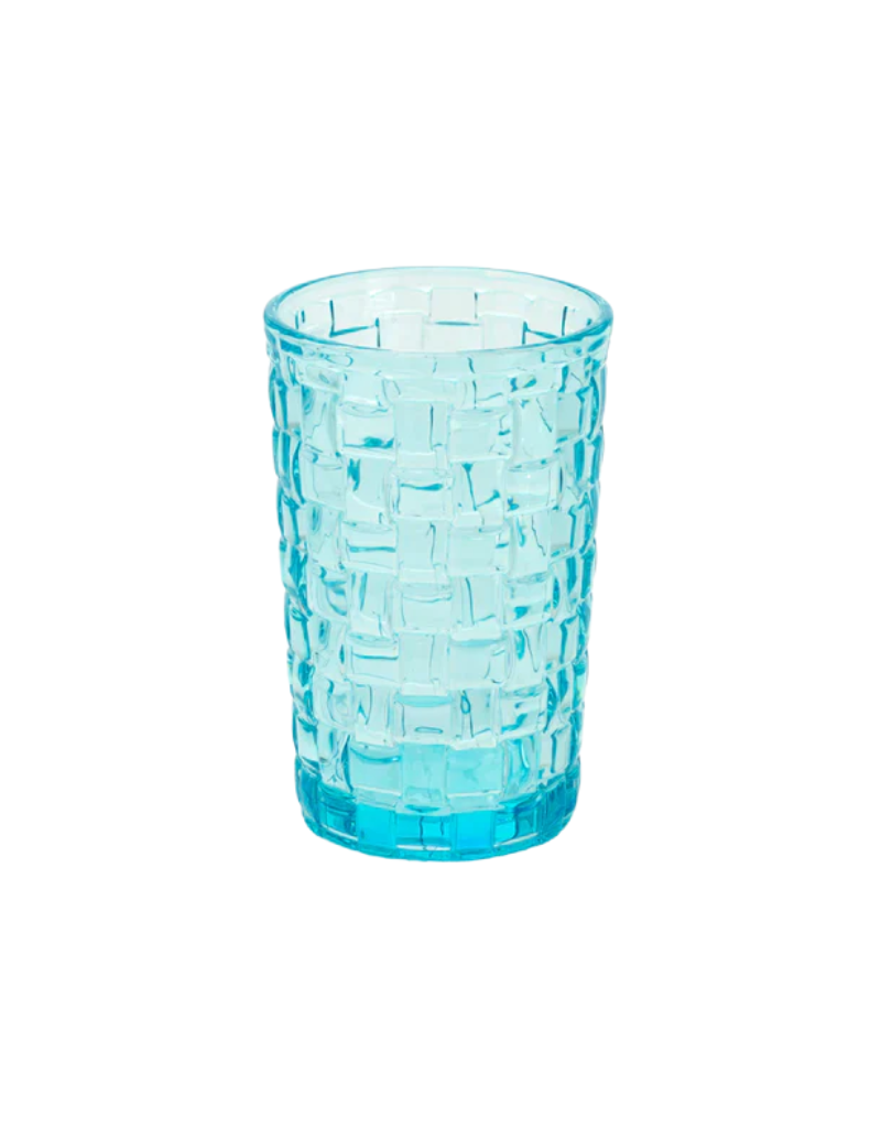 Blue Sea Basketweave Drinking Glass
