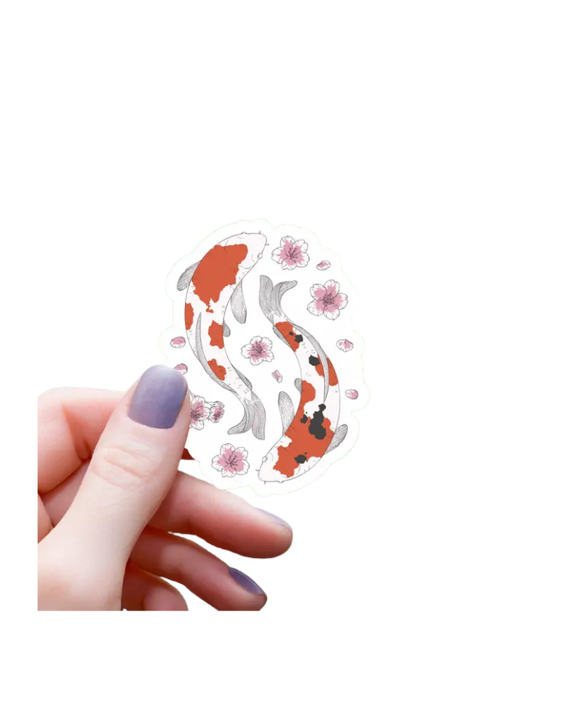 Koi Fish Sakura Blossom Sticker