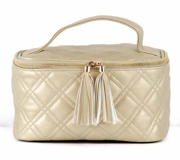 Gold Quilted Train Case