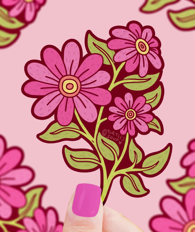 Pink Wildflower Sticker