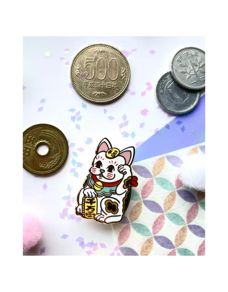 Lucky Cat Maneki Neko Enamel Pin