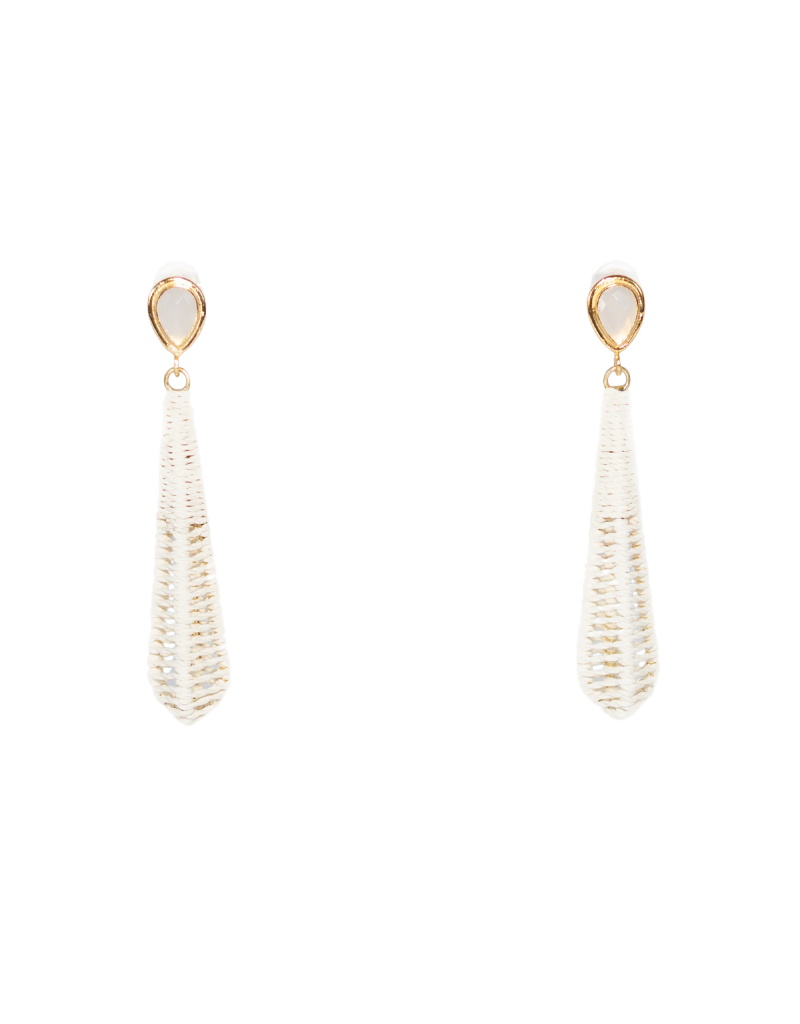 Dewdrop Raffia Earring White