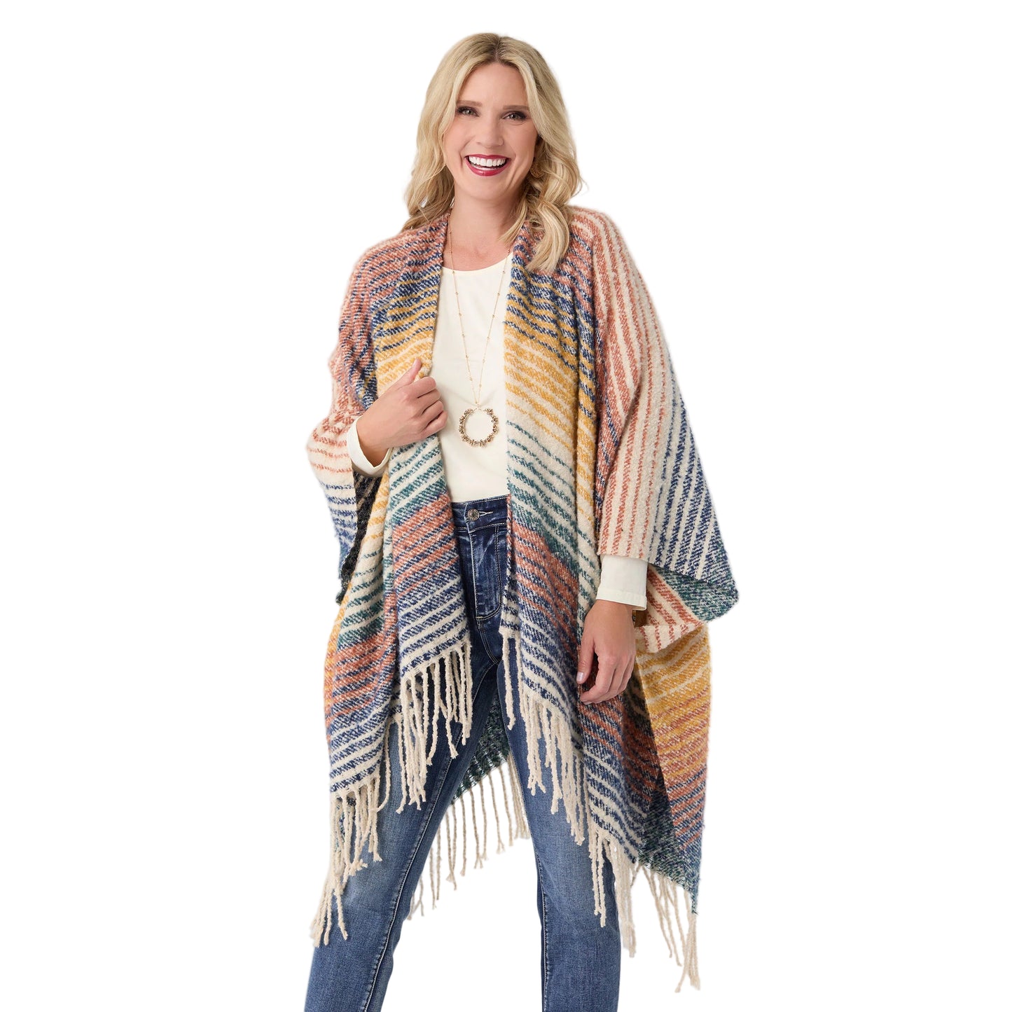 Asti Multi Stripe Wrap Blue/Mustard/Teal