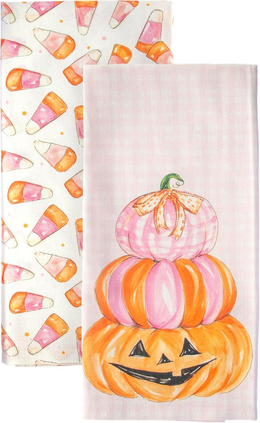 Pink Candy Corn Tea Towels