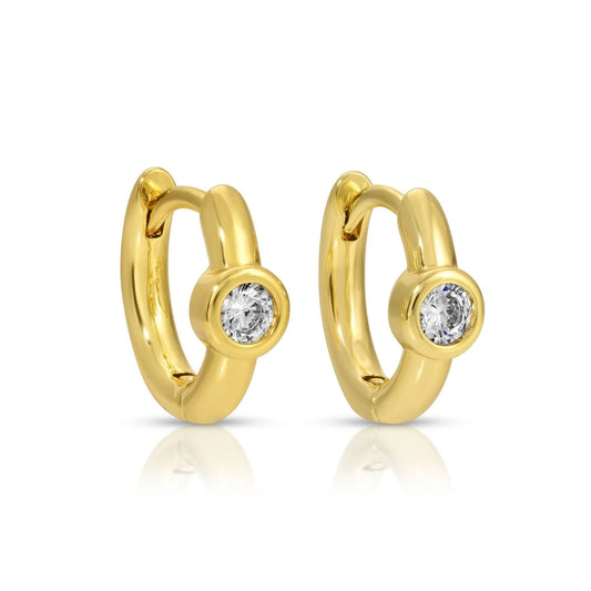 Small Huggies with Round CZ earring