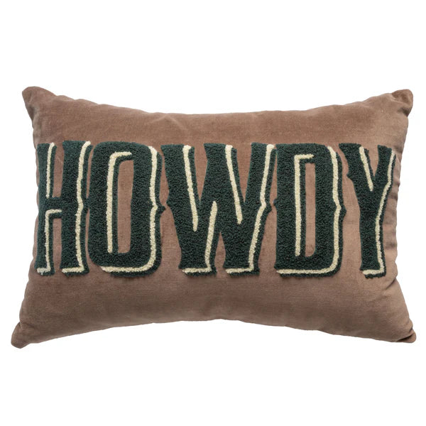 Velvet Pillow Lumbar Howdy