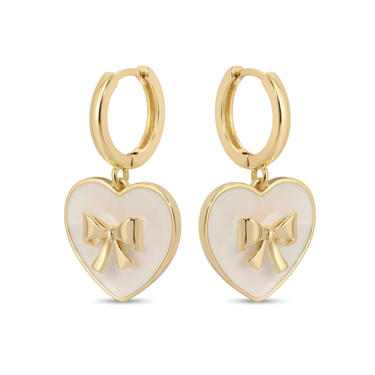 White Heart and Gold Bow Huggies