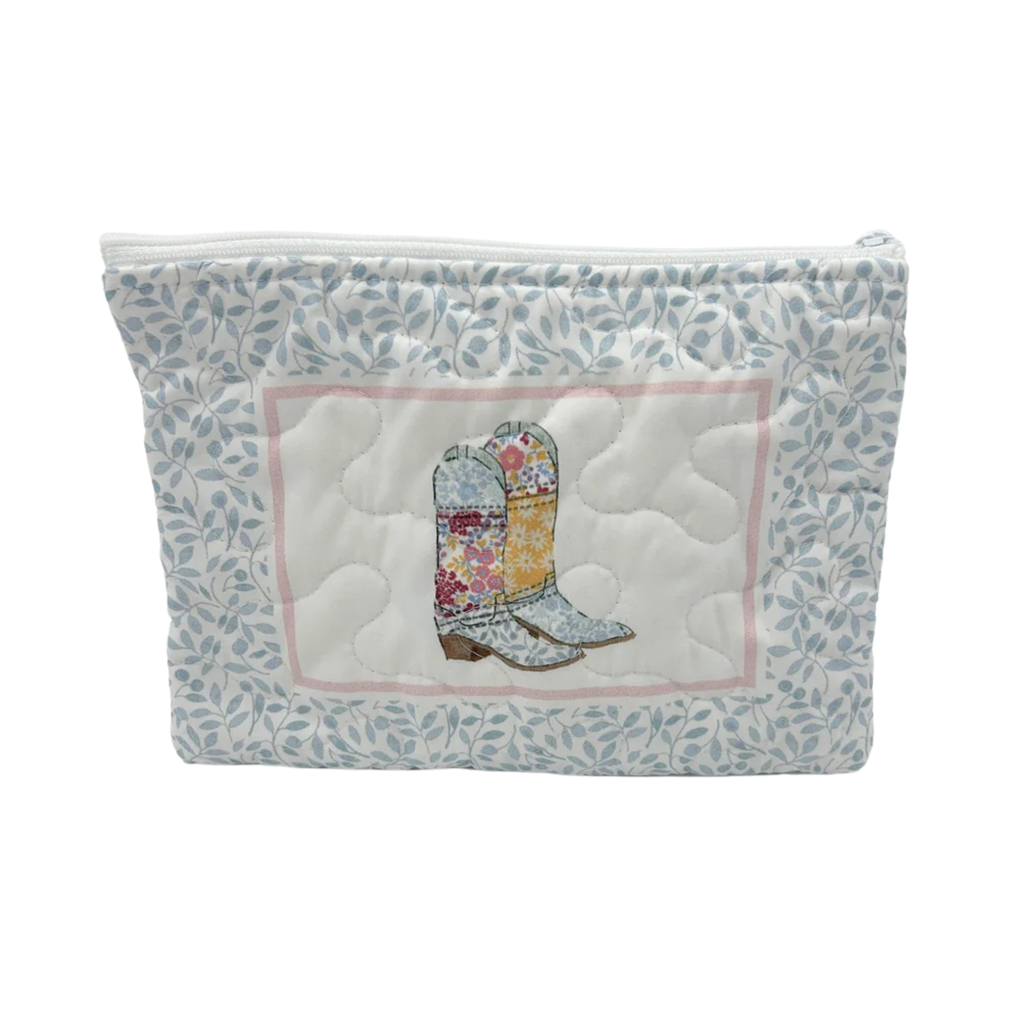 Framed Daisy Boots Patchwork Quilted Makeup Bag