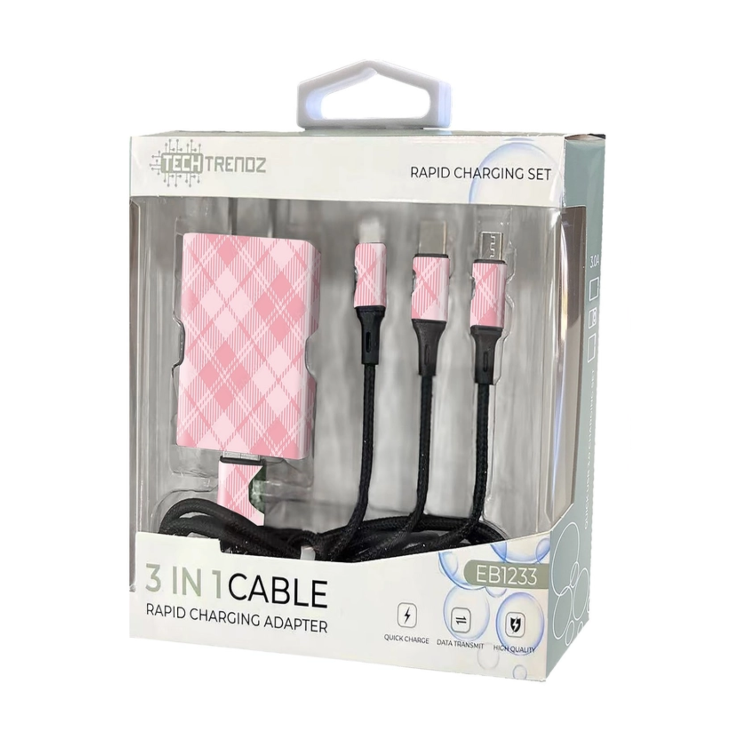 Pink Plaid Charging Set