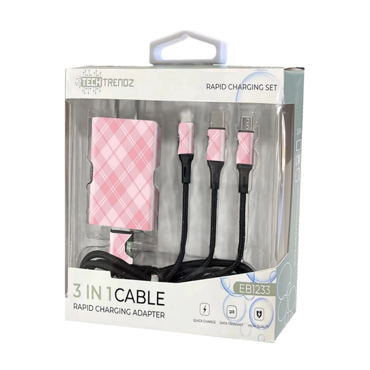 Pink Plaid Charging Set