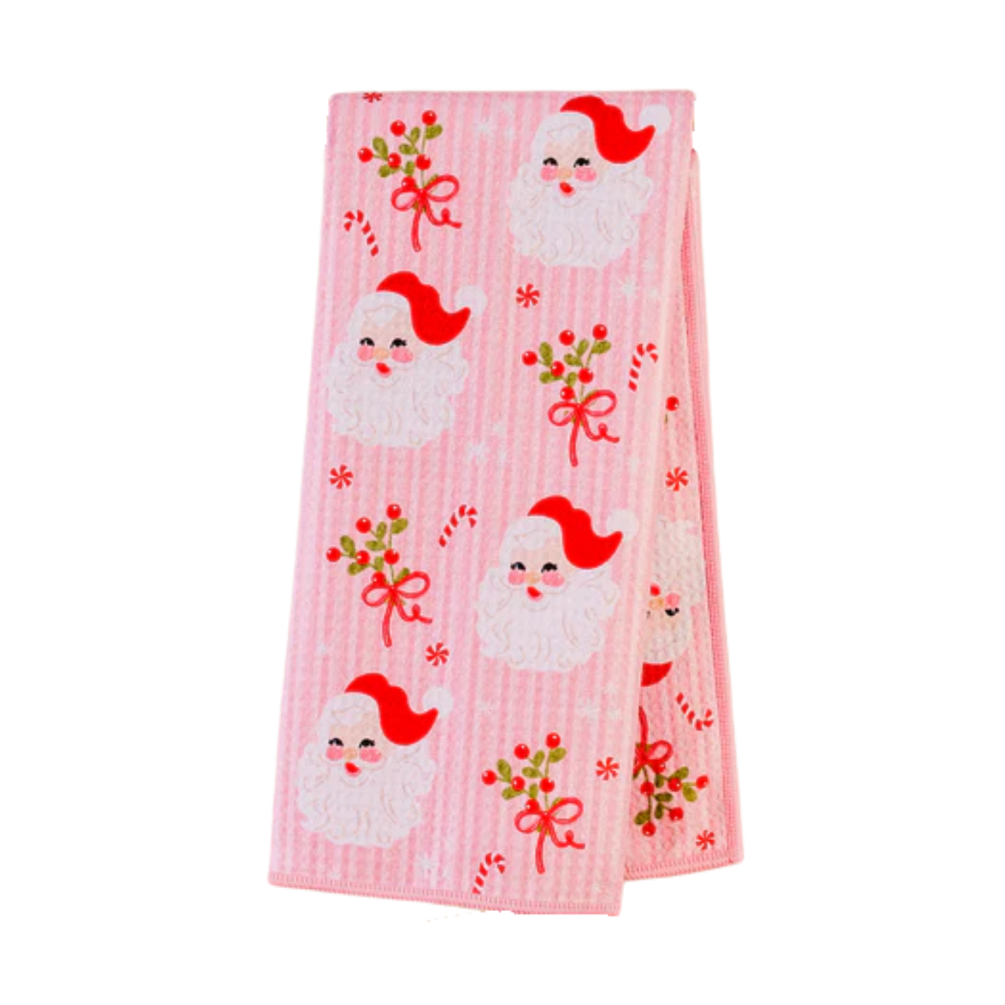 Waffle Towel Holly Jolly Santa