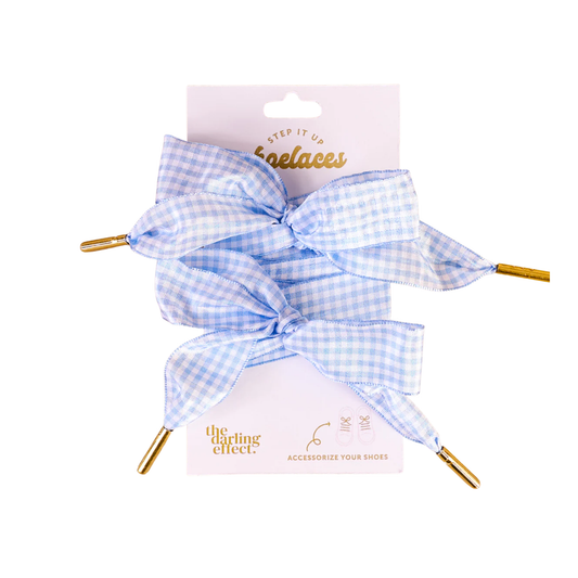 Step It Up Shoelaces Blue Gingham
