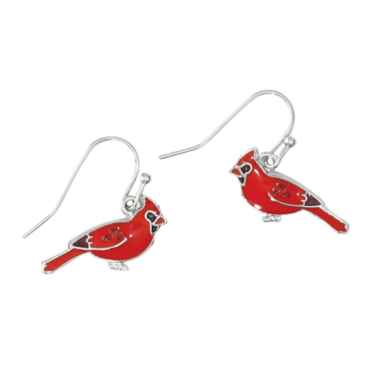 Red Enamel Cardinal Earrings