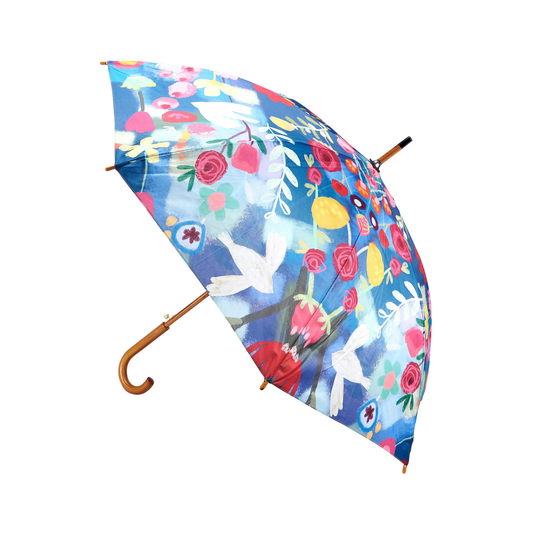 Blue Floral Umbrella