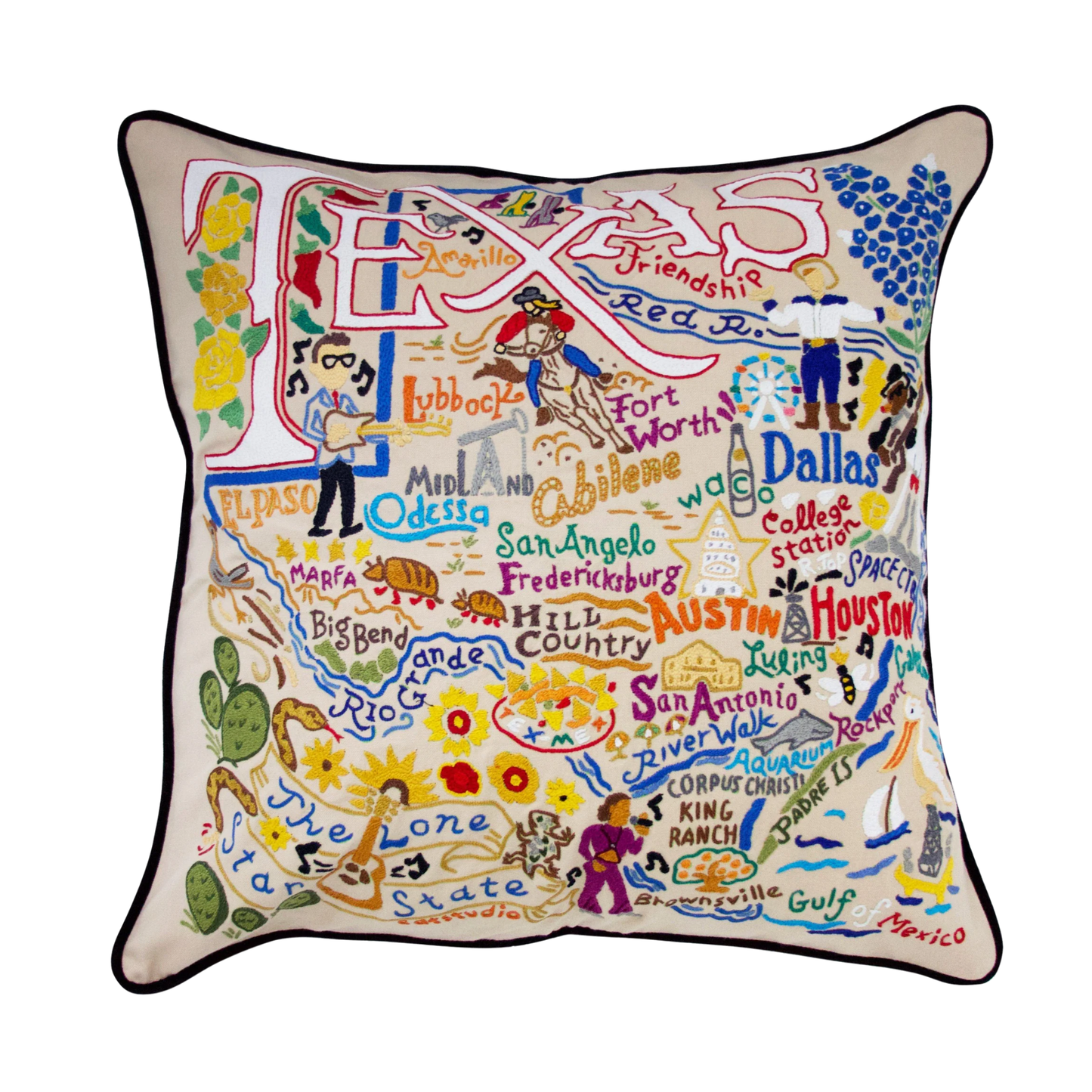Texas Embroidered Pillow