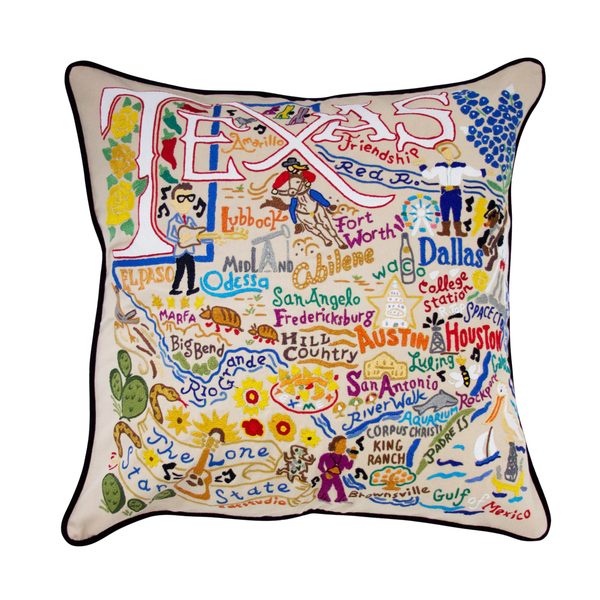 Texas Embroidered Pillow