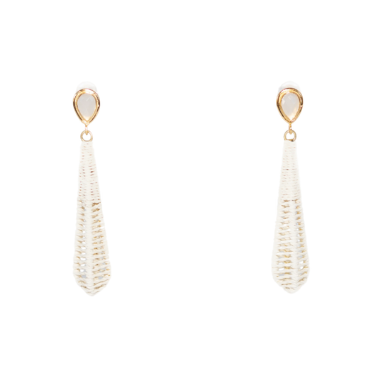 Dewdrop Raffia Earring White