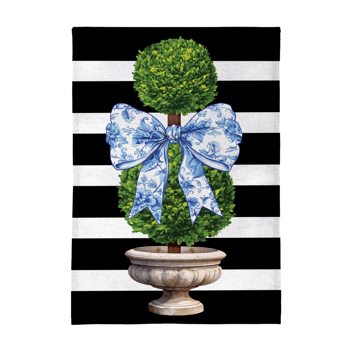 Topiary With Bow Burlap Garden Flag