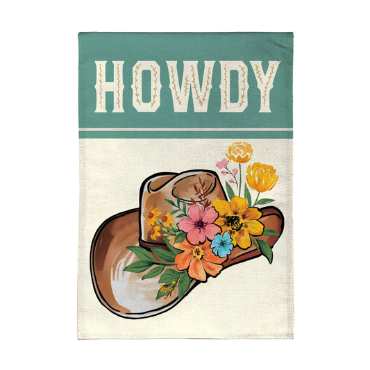 Howdy Floral Cowboy Hat Flag