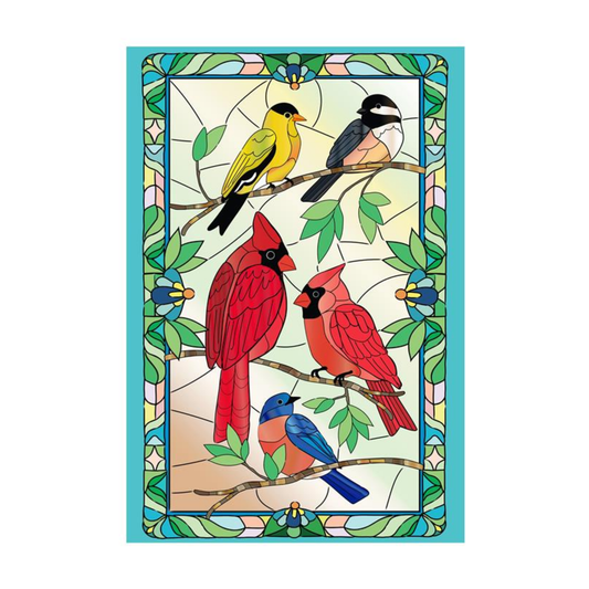 Stained Glass Songbirds Garden Flag